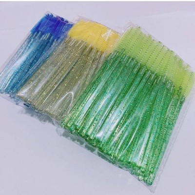 1 Pack have 50 pcs glitter mascara brush pink blue green eyelash brush